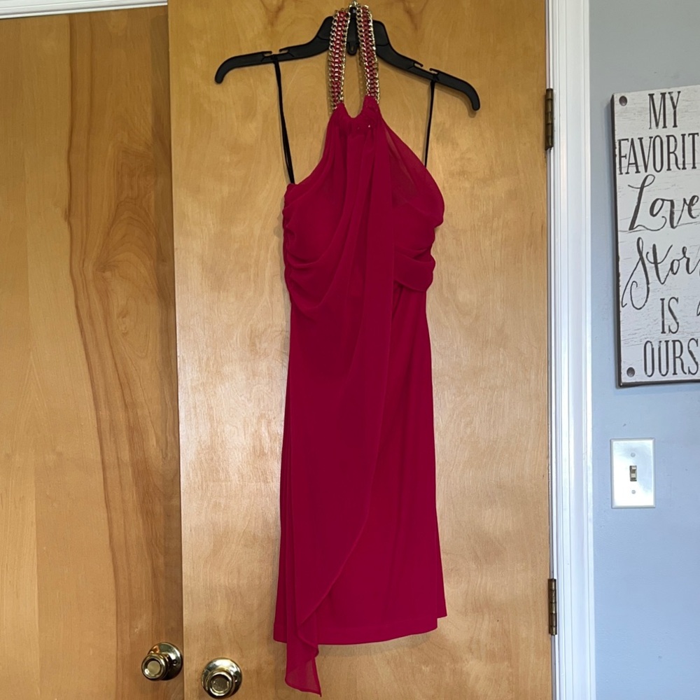 Elegant Pink Halter Dress